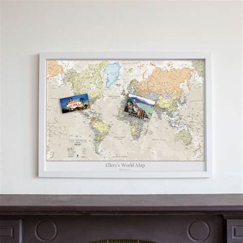 Framed Personalised Classic World Map By Maps International