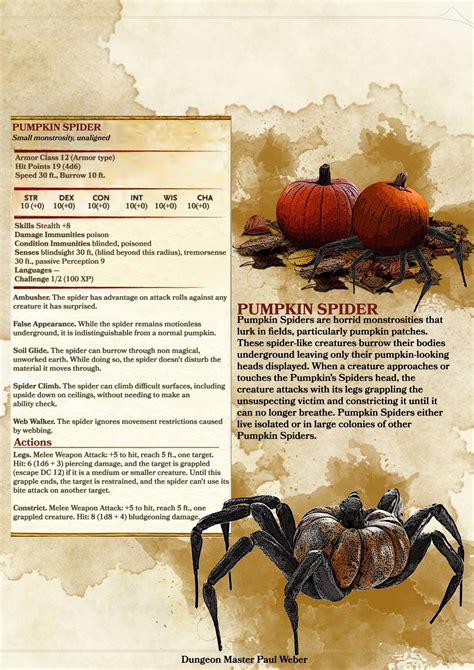 Pumpkin Spider Dungeons And Dragons Homebrew Dandd Dungeons And Dragons Dungeons And Dragons Game
