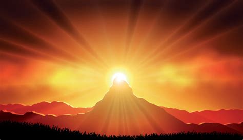 Mountains With Sunset Beautiful Background Vector Vectors Graphic Art