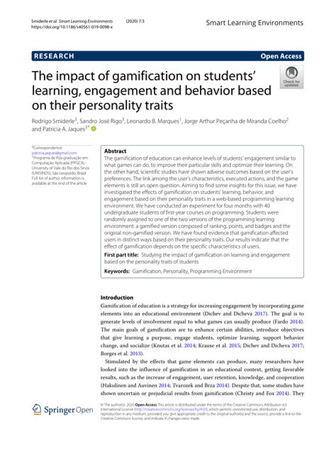 Pdf The Impact Of Gamification On Students Learning Engagement And