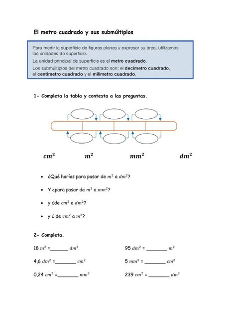 Ejercicio de El metro cuadrado y sus submúltiplos Save