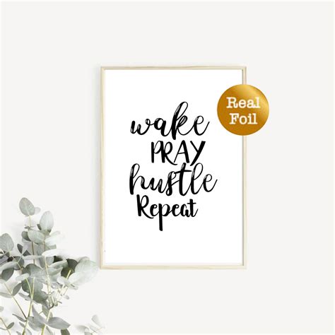 Motivational Print Wake Pray Hustle Repeat Foil Islamic - Etsy UK