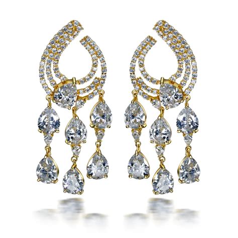 women fashion earring cubic zirconia big tassel drop earrings wedding jewelry romantic forever