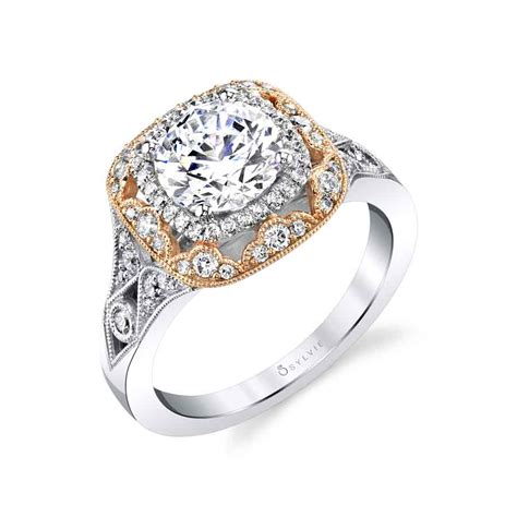 This double band oval engagement ring is one of the most popular engagement ring trends of late according to instyle magazine. Two Tone Double Halo Engagement Ring - S1911 | Sylvie