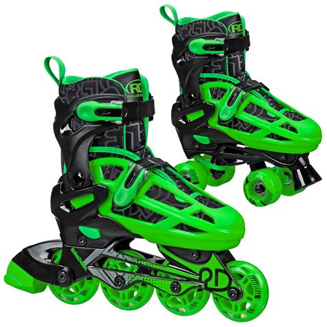 Roller Derby Boys 2 In 1 Rollerinline Skates Blackgreen Size 3 6
