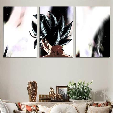 Goku Ultra Instinct Dope Back Pose 3pcs Wall Art Canvas Print Saiyan