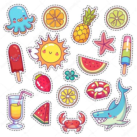 Cartoon Cute Things Set Of Cute Cartoon Stickers For Children — Stock