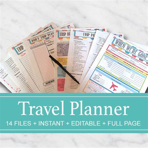 Editable Vacation Planner Pack Organized Travel Printables Instant