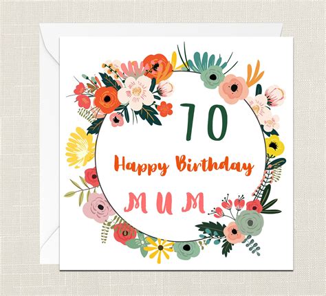 Mum Happy 70th Birthday Greetings Card With Envelope Etsy