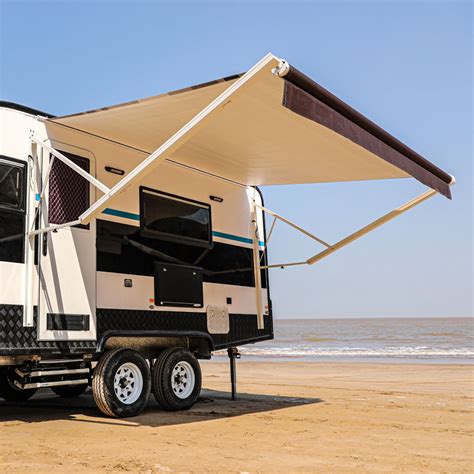 Aleko 20x8 Retractable Motorized Rvpatio Awning White To Brown