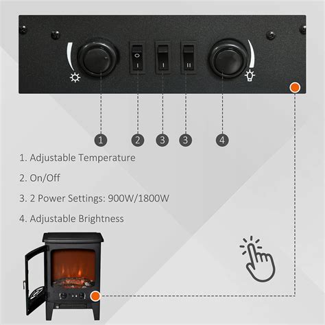 Homcom Freestanding Electric Fireplace Stove Heater W Led Flame Effect