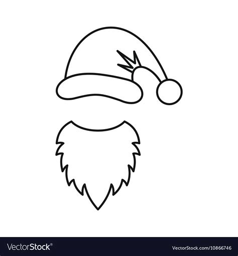 Christmas Hat And White Beard Santa Claus Icon Vector Image