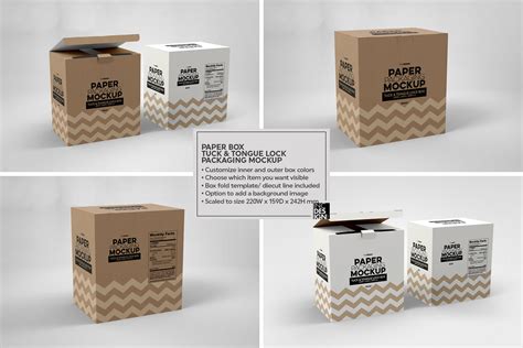 These files include mockups for cardboard box, pizza box, and more. Paper Box Tuck & Tongue Lock Packaging Mockup