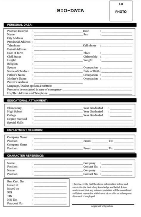 11 Biodata Format For Job Pdf And Word Free Download 2023