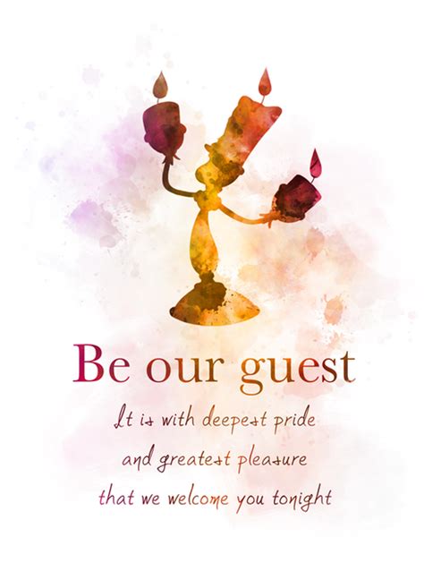 Beauty And The Beast Quote Art Print Be Our Guest Lumiere Song T