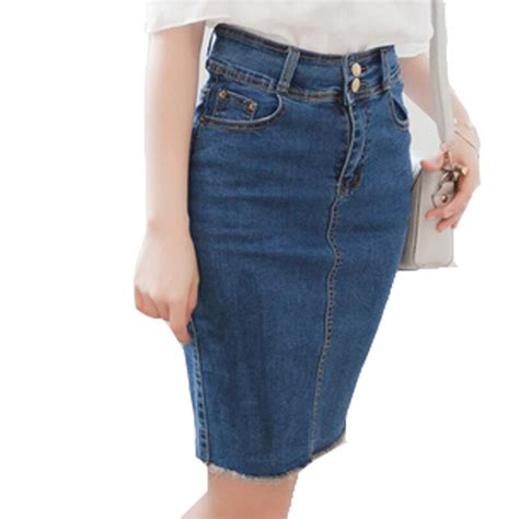 Women Sexy Jeans Skirts New Summer High Waisted Denim Skirt Women Fashion Elastic Cotton Elegant
