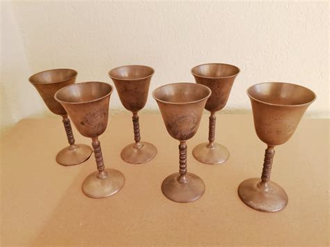 Vintage Brass Goblets Handmade Liqueur Goblets Brass Drinking Goblets