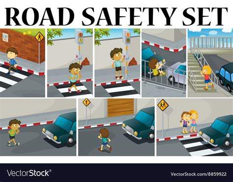 Also, find more png clipart about clipart set,banner clipart,food clipart. Different scenes with road safety Royalty Free Vector Image