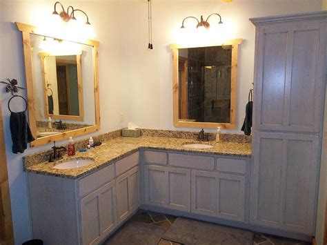 If the cabinetry reaches past the countertop to the. double sink corner vanity - Google Search | Corner ...