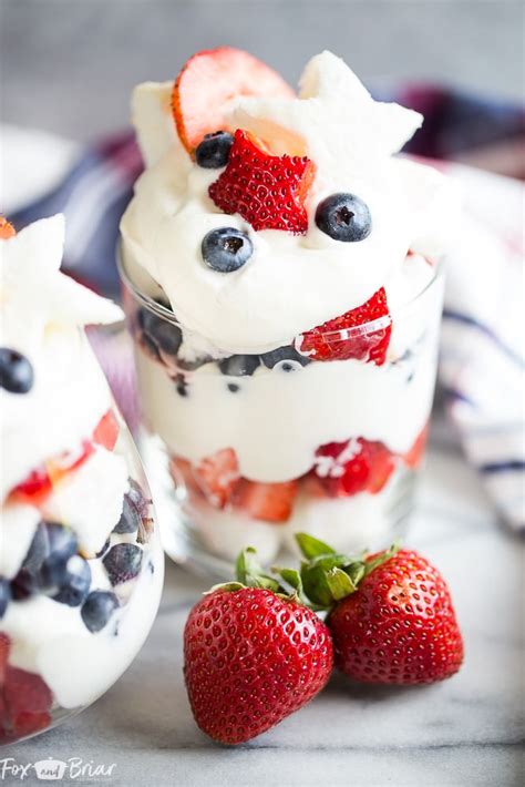 Red white and blue dessert ideas for kids. Easy Red, White, and Blue Trifles - Fox and Briar