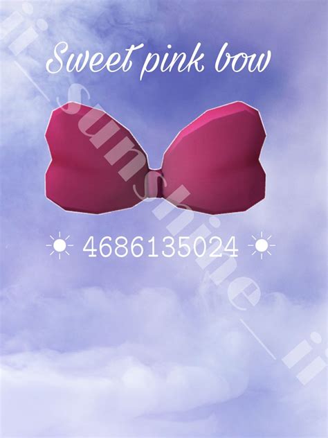 ☀︎︎ Sweet Pink Bow Code ☀︎︎ Roblox Codes Bloxburg Decal Codes