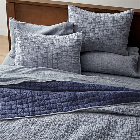 Blue Belgian Flax Linen Quilts Crate And Barrel