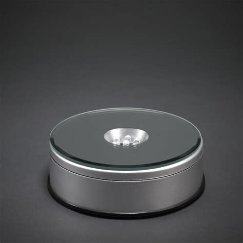 Round Silver Rotating Led Base For 3d Crystals 3d Crystal Bases