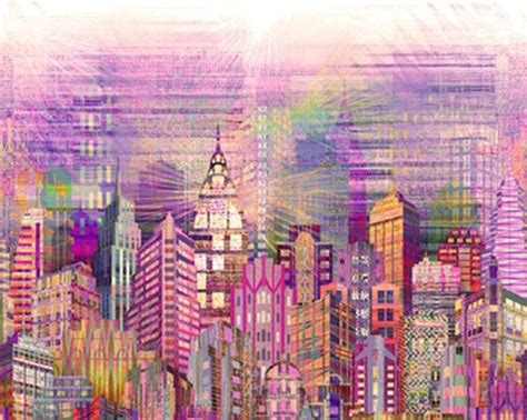 Hoffman Digital Spectrum Print Fabric Skylines Cityscape N4234 391
