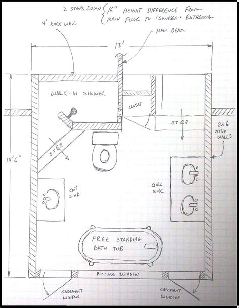 All it takes is a few measurements and a simple sketch. floor plan layout large shower bathroom | Very Best Small ...