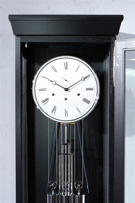 Modern German Grandfather Clock Black Laquered High Quality