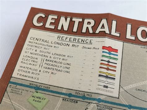 1912 London Underground Pocket Map Central London Tube Railway