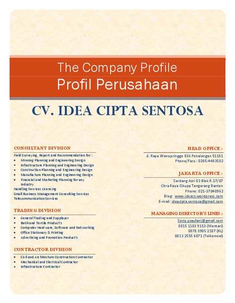Contoh Company Profile Sederhana Imagesee