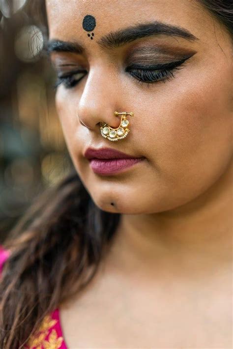 Kundan Nosepin With Pearls Kundan Work Nose Ring Indian Etsy Nose