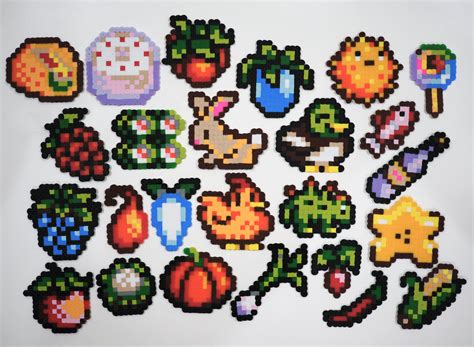 Made bead sprites of my favorite things from Stardew Valley | Bead