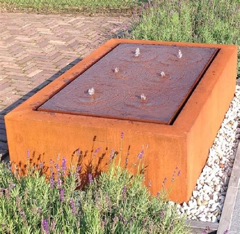 80cm Corten Steel Water Bowl Decorative Garden Fountainwaterfall