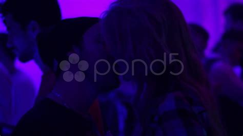 Couple Is Kissing In Night Club Man And Woman Making Out On Dance Floor Stock Footage Youtube