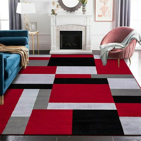 modern large rugs red 160 x 230 cm £99 99 in 2021 rugs in living room red rug bedroom white