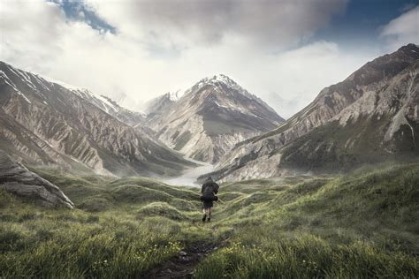 Hiker In Mountain Landscape Free Stock Photo Public Domain Pictures