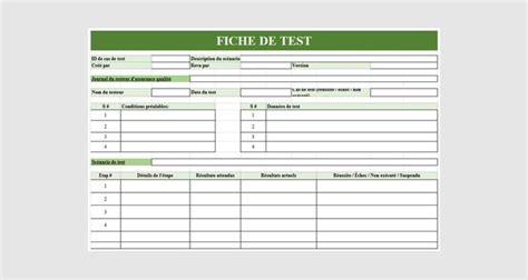 Modèle Excel De Fiche De Test Prêt à Lemploi Modèles Excel