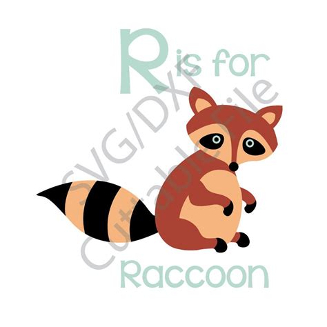 R For Raccoon Print Art Animals Print Art At