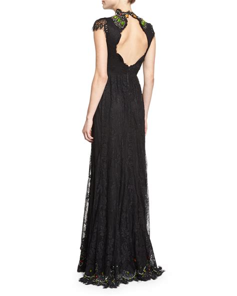 Alice Olivia Arwen Beaded Lace Gown