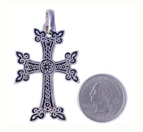 Large Sterling Silver Armenian Cross With Enamel Etsy