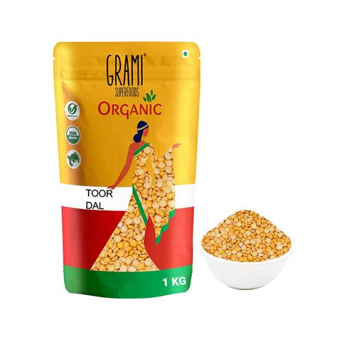 Organic Toor Dal 1kg Grami Superfoods