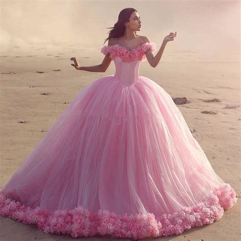 Cinderella Quinceanera Dresses Pink Princess Ball Gown Formal Long