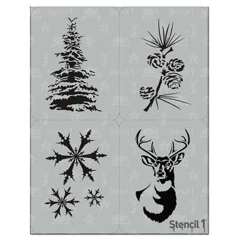 Stencil1 Winter Holiday Stencil Set 4 Pack S101hol01 The Home
