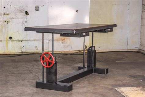 Read about the terms in the limited warranty brochure. Crank Sit Stand Desk - Vintage Industrial Furniture