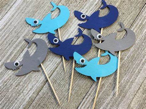 Grey And Blue Shark Cupcake Toppers Sharks With Eyes Food