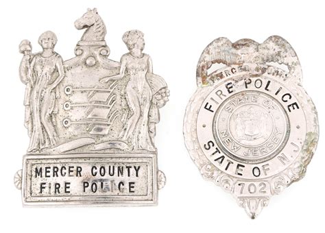 Lot Detail Mercer County New Jersey Fire Police Badges Lot Of Two