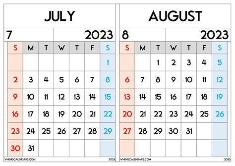 August 2023 Calendar Printable Template Calendar