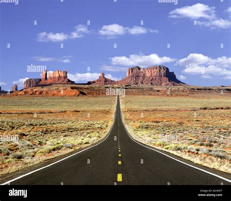 Usa Arizona Highway 163 Crossing Monument Valley Stock Photo